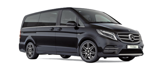Black Mercedes-Benz V-Class van on white background
