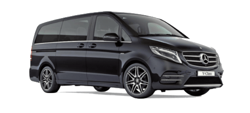 Black Mercedes-Benz V-Class van on white background