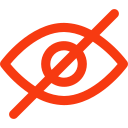 Red eye icon with a line through it, indicating visibility off.